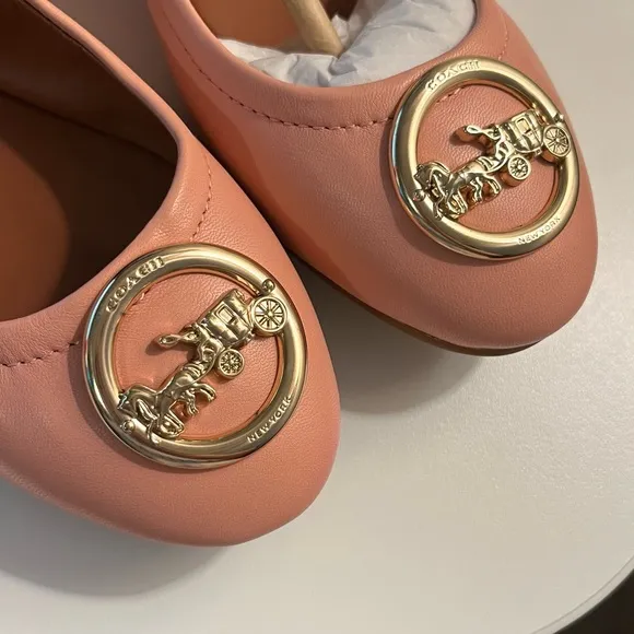 NIB COACH BAILEY LEATHER BALLEY FLATS WOMEN's SHOE FG2944 PETAL Pink Size 5.5