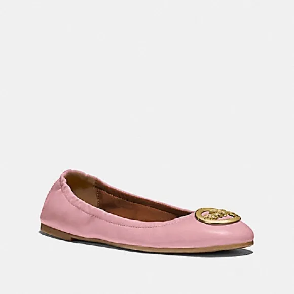 NIB COACH BAILEY LEATHER BALLEY FLATS WOMEN's SHOE FG2944 PETAL Pink Size 5.5