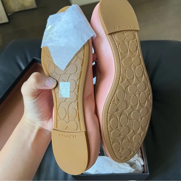 NIB COACH BAILEY LEATHER BALLEY FLATS WOMEN's SHOE FG2944 PETAL Pink Size 5.5