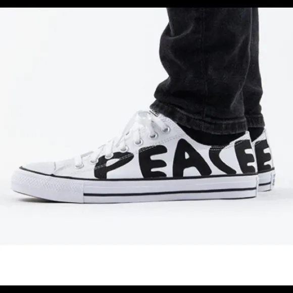 NIB Converse canvas low white PEACE sneakers gym shoes