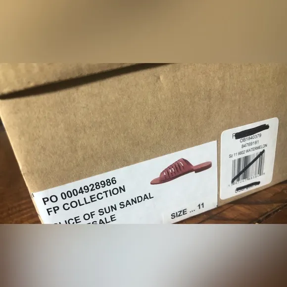 NIB Free People Slice of Sun Leather Slides in Watermelon Red Pink - Size 11