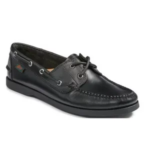 NiB G.H. Bass Mens Hampton Black Leather Boat Shoes Size 7.5 Casual Dress FLE261