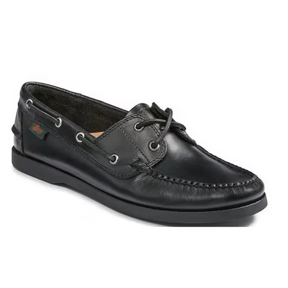 NiB G.H. Bass Mens Hampton Black Leather Boat Shoes Size 7.5 Casual Dress FLE261