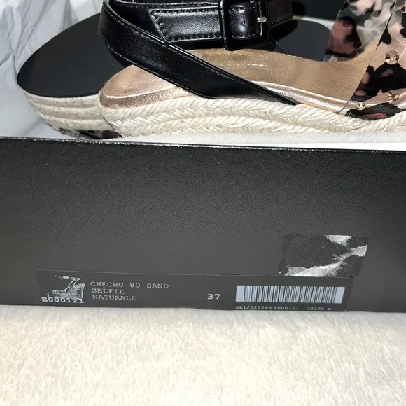 nib Giuseppe Zanotti Leopard Vinyl Espadrille Platform Wedge Sandals | Size 7