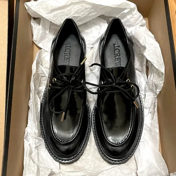 NIB J.Crew Lace-Up Oxford Shoes in Spazzolato Leather