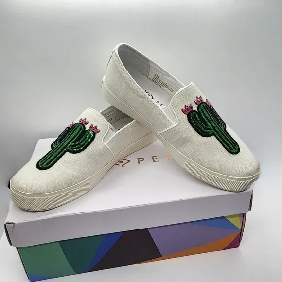 NIB Katy Perry The Kerry canvas Cactus slip on boat shoes sz 5