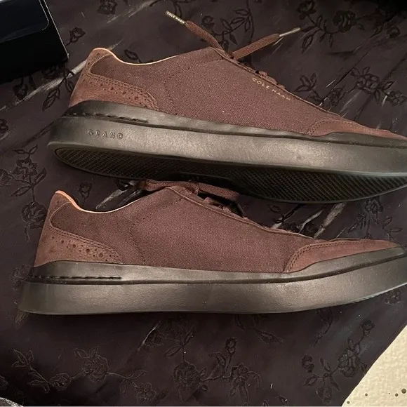 NIB Men's 10 Cole‎ Haan Dark Chocolate Canvas Sneakers