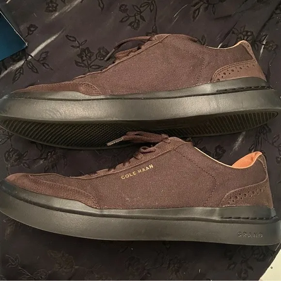 NIB Men's 10 Cole‎ Haan Dark Chocolate Canvas Sneakers