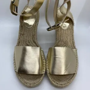 NIB Soludos Gold leather espadrille wedge Size 8