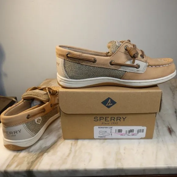 NiB Sperry Docksider Unisex-Child Lanyard a/C Boat Shoe Size: 1M Big Kid