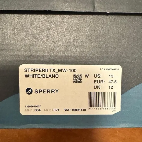 NIB | SPERRY |Men's Striper II Casual &amp; Fashion Sneakers, Off White, Size 13W