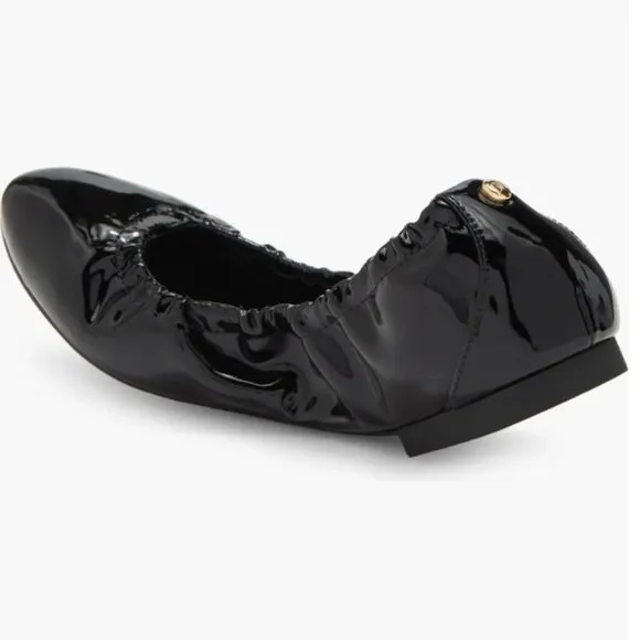 NIB STUART WEITZMAN GABBY SCRUNCHED BALLET FLAT SHOES SIZE 8 $395 BLACK W BAG