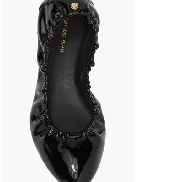NIB STUART WEITZMAN GABBY SCRUNCHED BALLET FLAT SHOES SIZE 8 $395 BLACK W BAG