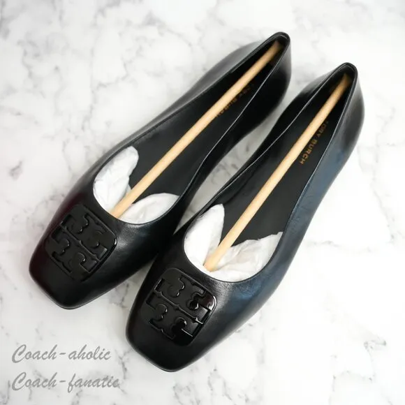 NIB Tory Burch Georgia Leather Ballet Flats in Black
