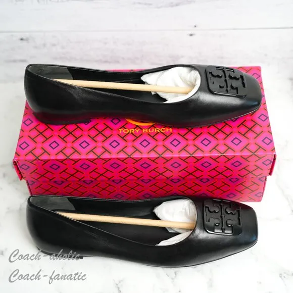 NIB Tory Burch Georgia Leather Ballet Flats in Black