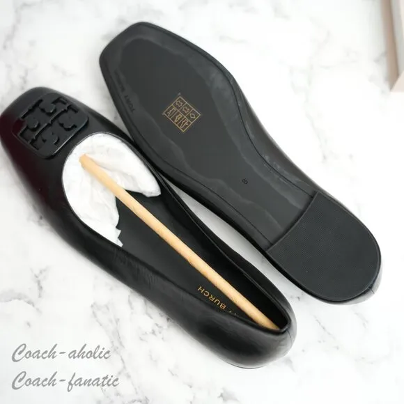 NIB Tory Burch Georgia Leather Ballet Flats in Black