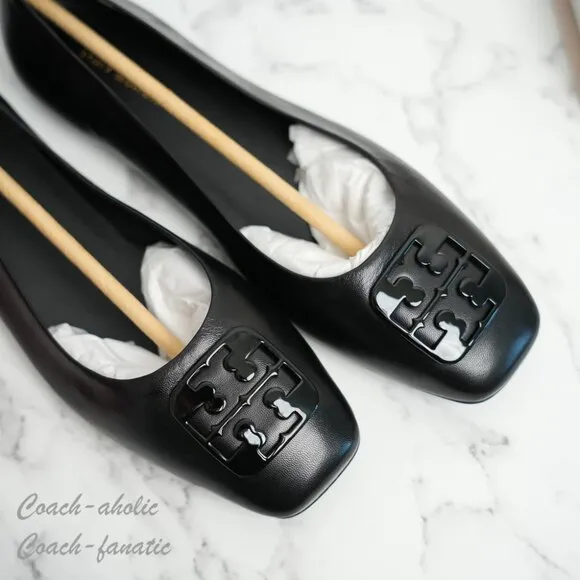 NIB Tory Burch Georgia Leather Ballet Flats in Black