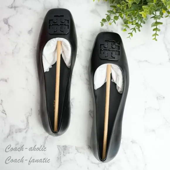 NIB Tory Burch Georgia Leather Ballet Flats in Black