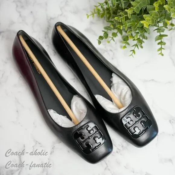 NIB Tory Burch Georgia Leather Ballet Flats in Black