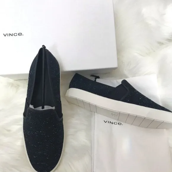 NIB Vince Blair Slip On Sneakers Navy Tweed Sz 9.5