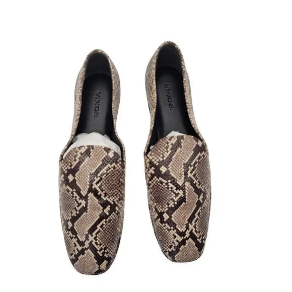 NIB Vince Paz Loafers Women's Size 8M Snakeskin Print Ballet Flats Slip On Low