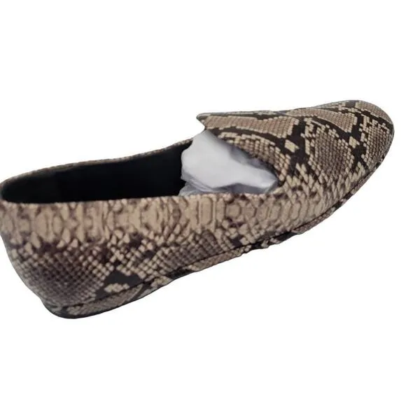 NIB Vince Paz Loafers Women's Size 8M Snakeskin Print Ballet Flats Slip On Low