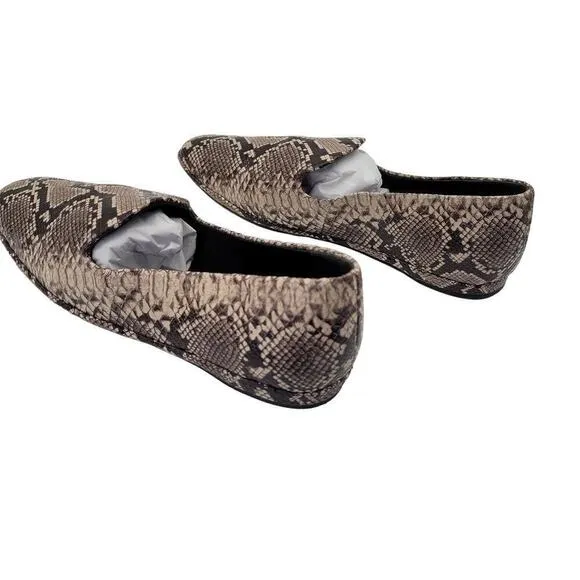 NIB Vince Paz Loafers Women's Size 8M Snakeskin Print Ballet Flats Slip On Low