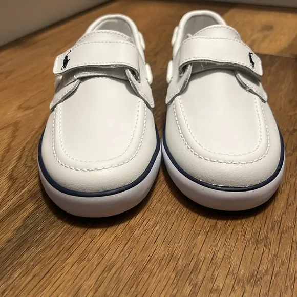 NIB White Leather Polo Boat shoes for kids