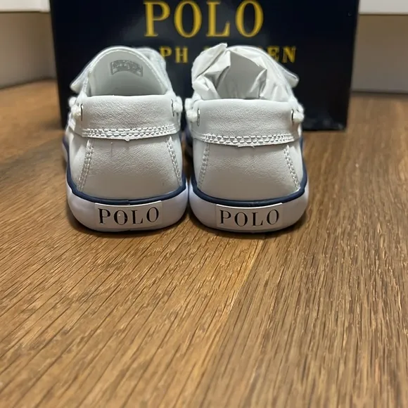 NIB White Leather Polo Boat shoes for kids