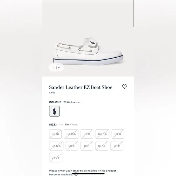 NIB White Leather Polo Boat shoes for kids