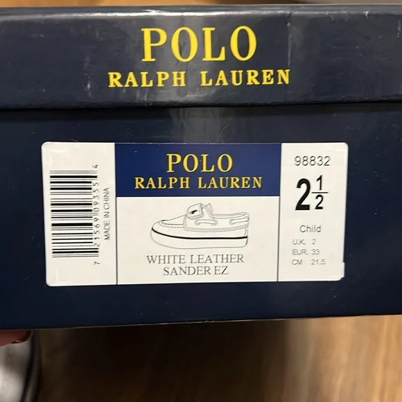 NIB White Leather Polo Boat shoes for kids