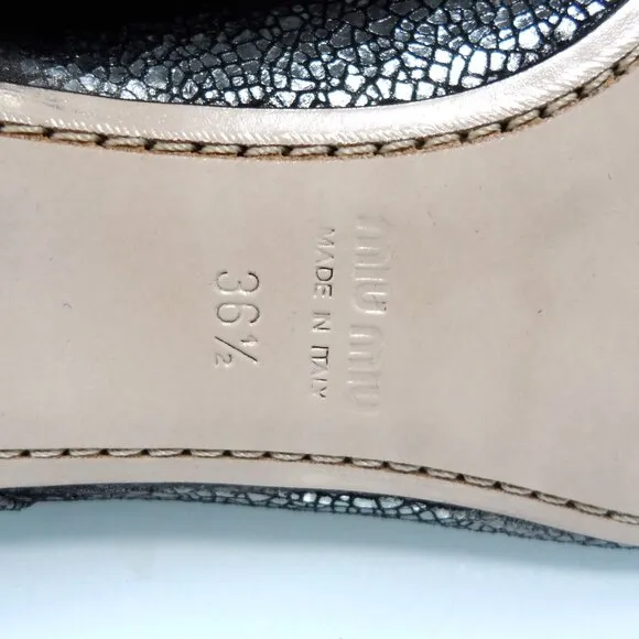 NIB$750 MIU MIU by PRADA FLAT JEWELED HEELS BACK ZIP LEATHER ANKLE BOOTIES 36.5