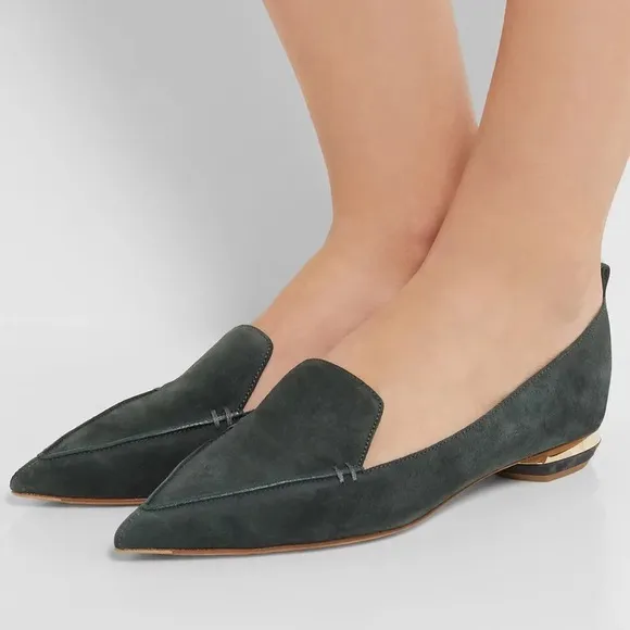 Nicholas Kirkwood Beya Charcoal Grey Suede Flats / Loafers