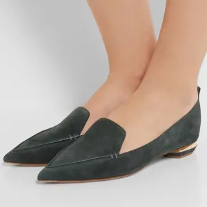 Nicholas Kirkwood Beya Charcoal Grey Suede Flats / Loafers