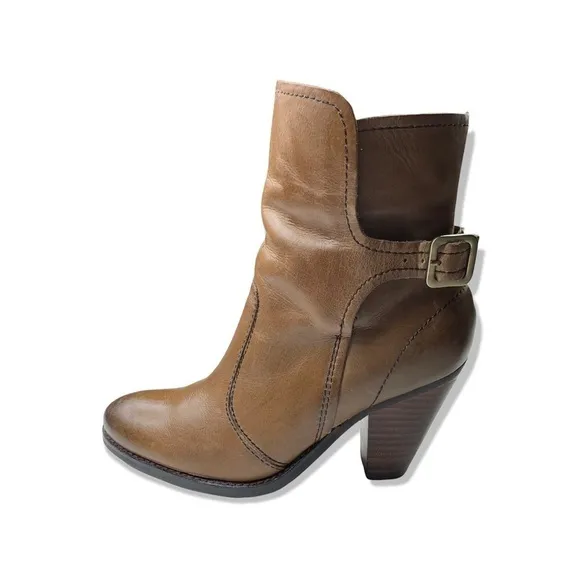 Nicole Distressed Brownish Gray Burnished Round Toe Heeled Boots Size 6