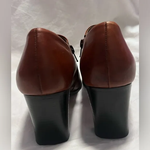 Nicole  Women’s Elegant Brown Leather Heeled Ankle Boots Size 8M