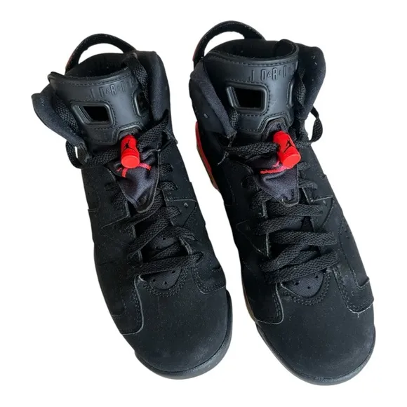 Nike Air Jordan 6 Infrared 2014 High Top Black And Red Athletic Sneakers Size 7Y