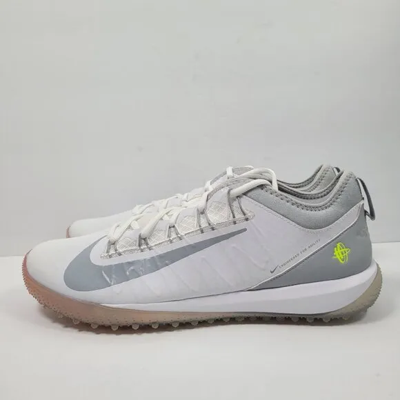 Nike Alpha Huarache 7 Pro TF Lax Men's White Gray Shoes CJ0235-101 US Sz 14 NWB