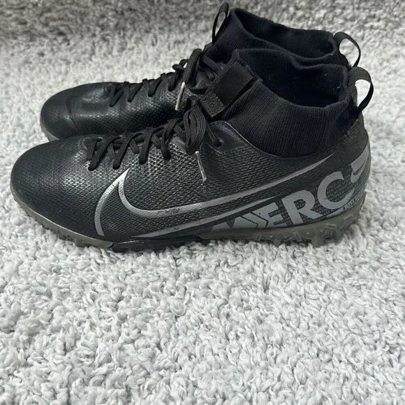 Nike Black Mercurial Superfly 7 Turf Shoes, Size 6Y