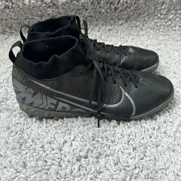 Nike Black Mercurial Superfly 7 Turf Shoes, Size 6Y