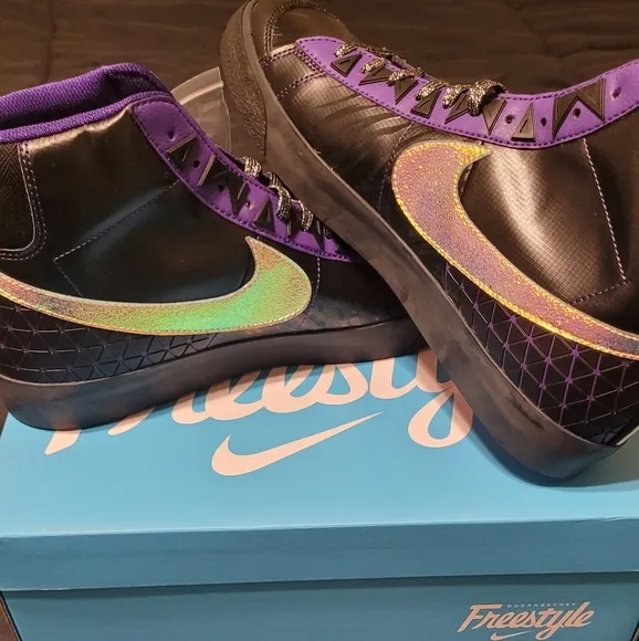 Nike Blazer Mid '77 Doernbecher Black and Purple Sneakers with Textured Design