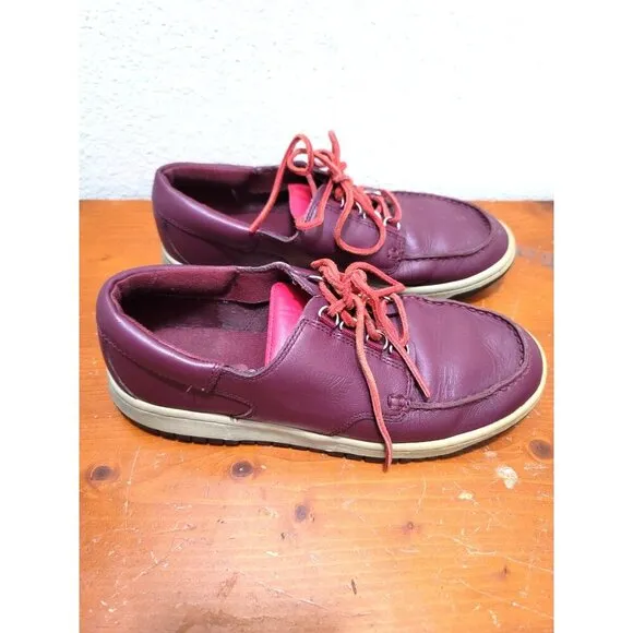 Nike Classic Men's Burgundy Leather Casual Shoes With Lace-Up Size 9