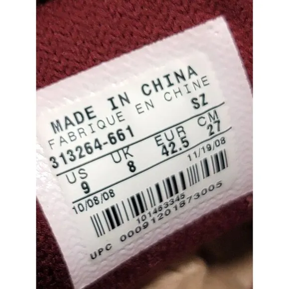 Nike Classic Men's Burgundy Leather Casual Shoes With Lace-Up Size 9