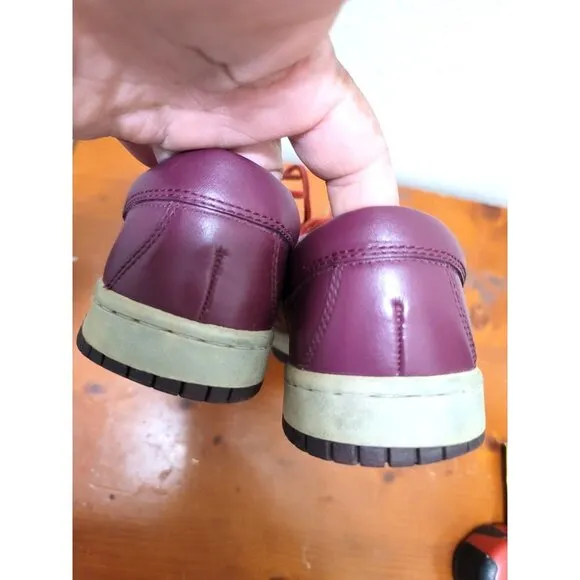 Nike Classic Men's Burgundy Leather Casual Shoes With Lace-Up Size 9