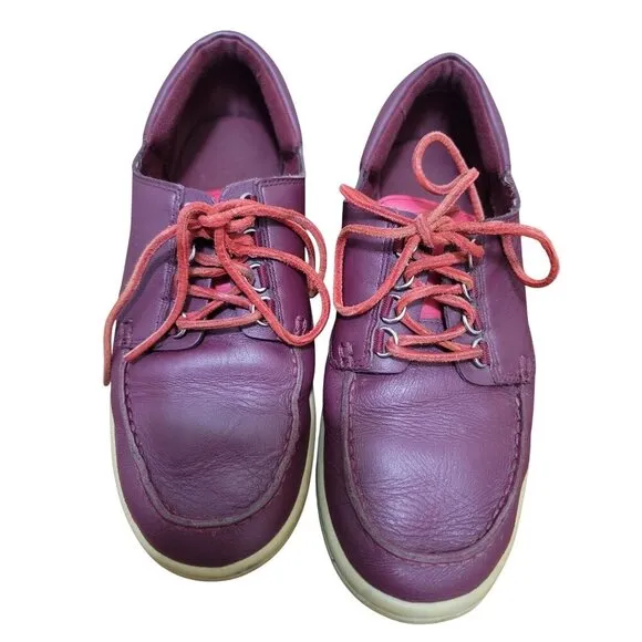 Nike Classic Men's Burgundy Leather Casual Shoes With Lace-Up Size 9