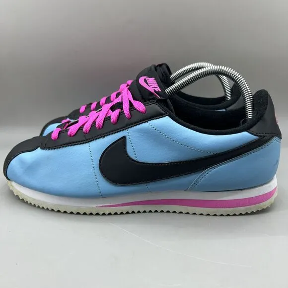 Nike Cortez Basic Leather South Beach Sneakers Men Size 9.5 Blue Pink Lace Shoes
