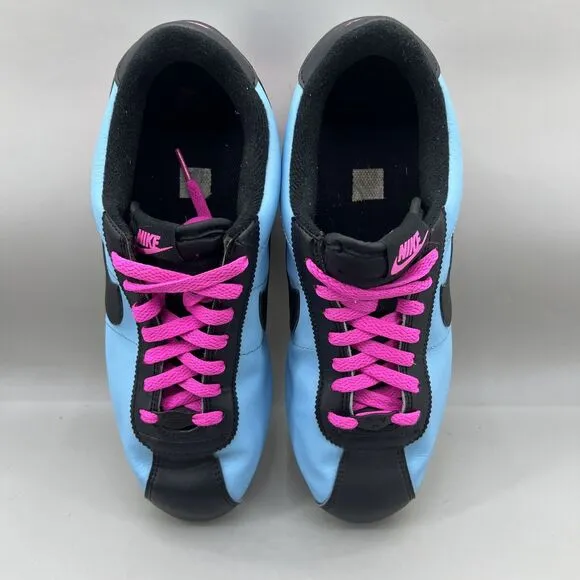 Nike Cortez Basic Leather South Beach Sneakers Men Size 9.5 Blue Pink Lace Shoes