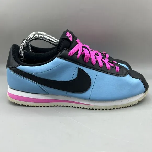 Nike Cortez Basic Leather South Beach Sneakers Men Size 9.5 Blue Pink Lace Shoes