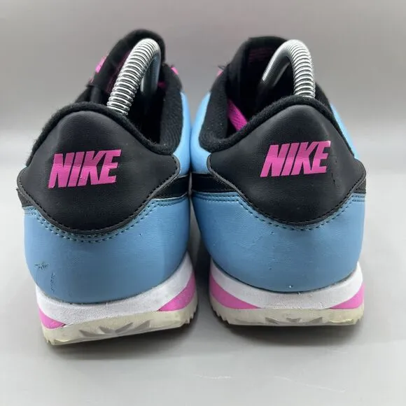 Nike Cortez Basic Leather South Beach Sneakers Men Size 9.5 Blue Pink Lace Shoes