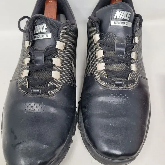 Nike Golf Shoes CTRL Explorer Black Leather Mens Sz 12 EU46 Spikeless 704694-001